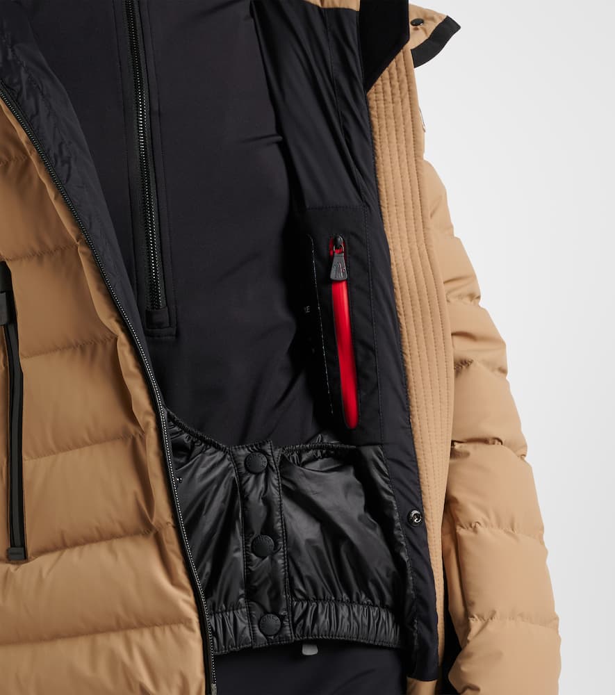 Moncler Shearling-trimmed Hooded Down Ski Jacket In Animal Print