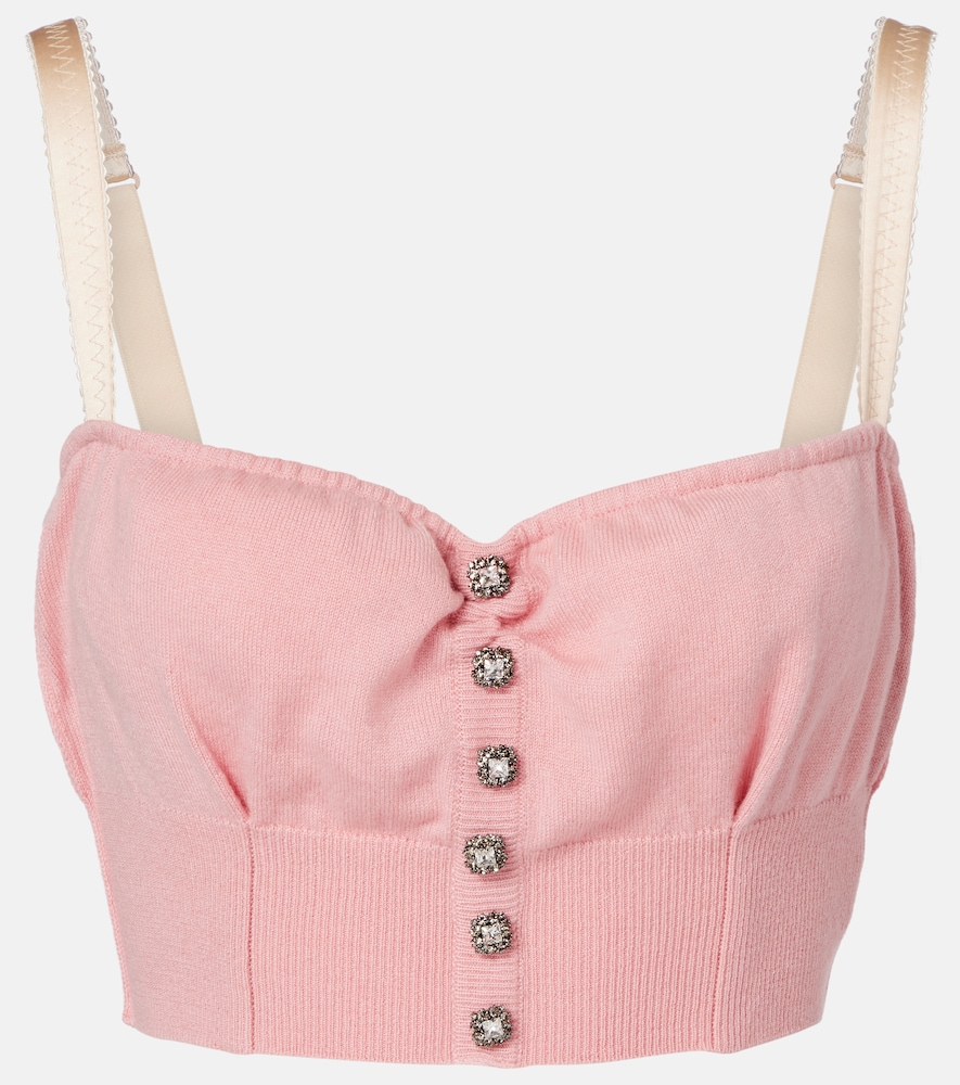 Dolce & Gabbana Embellished cropped silk-blend crop top