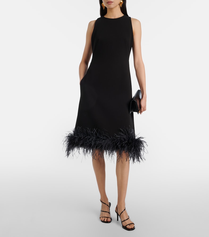 Max Mara Semito feather-trimmed midi dress