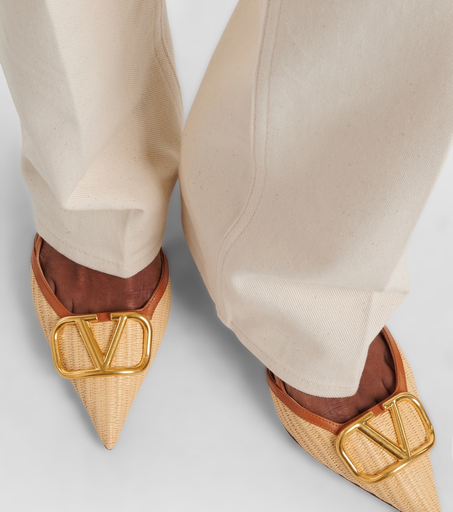Garavani Vlogo Leather-Trimmed Slingback Pumps