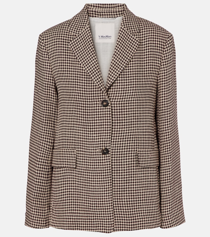 's Max Mara Gita Checked Linen Blazer In Brown