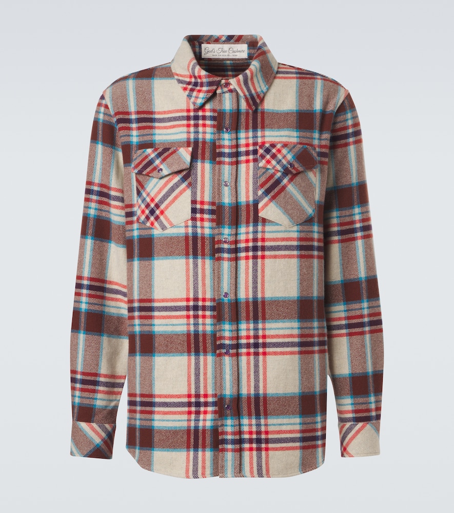 Camicia in cashmere a quadri con ametiste