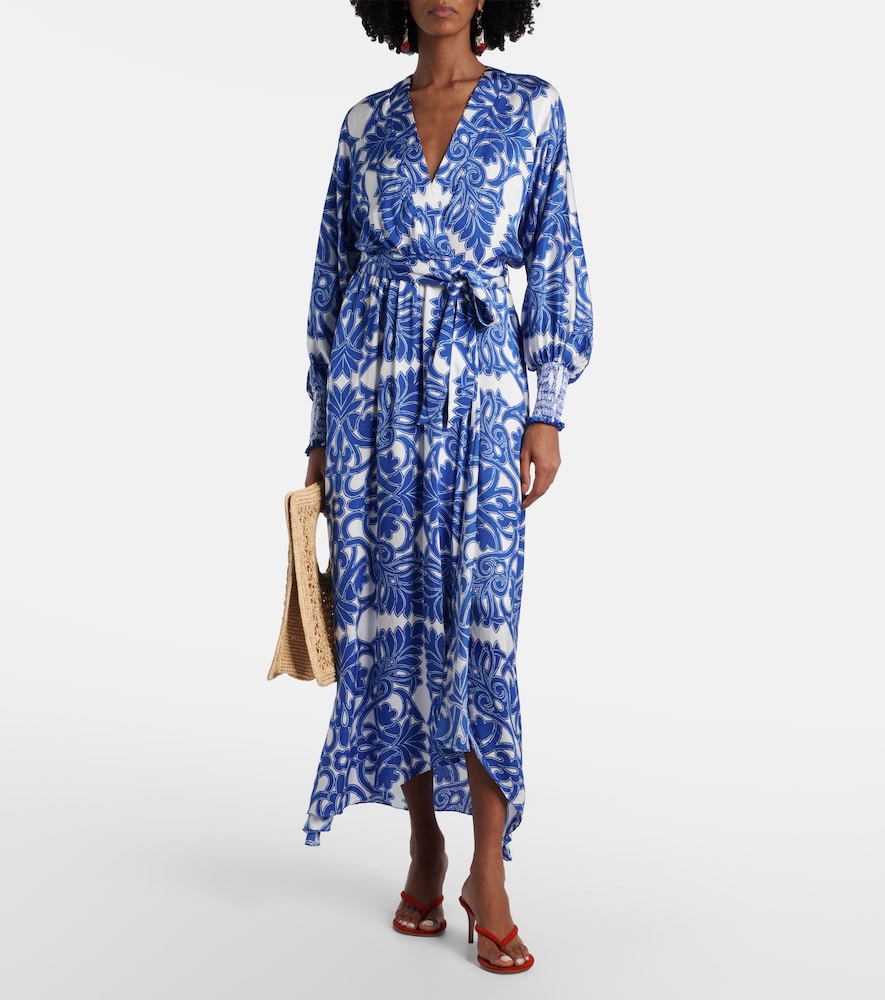 Poupette St Barth Kristen printed satin maxi dress