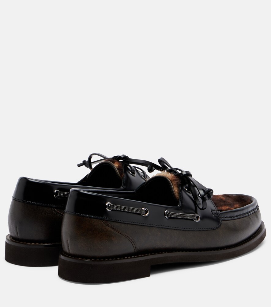  Brunello Cucinelli Brunello Cucinelli Segelschuhe Monili Aus Leder Mit Kalbshaar 