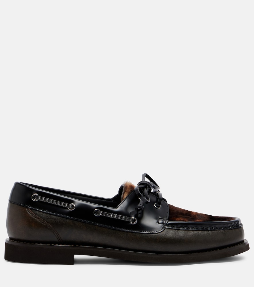  Brunello Cucinelli Brunello Cucinelli Segelschuhe Monili Aus Leder Mit Kalbshaar 