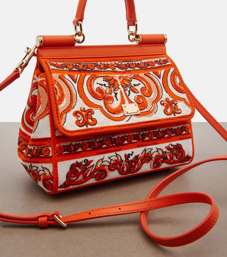  Dolce&gabbana Dolce&gabbana Bestickte Henkeltasche Sicily Medium Aus Canvas 
