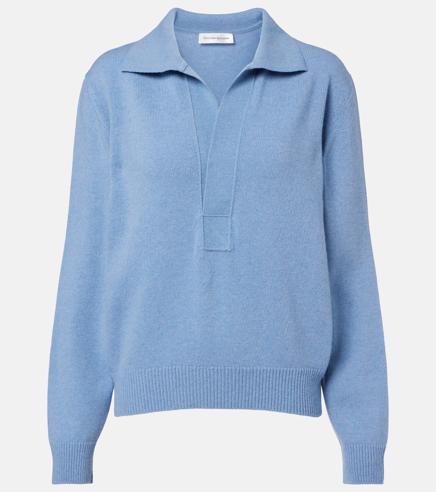 Victoria Beckham Women's Blue Genevieve Wool And Cashmere Polo Sweater UK Size 10 - Mytheresa