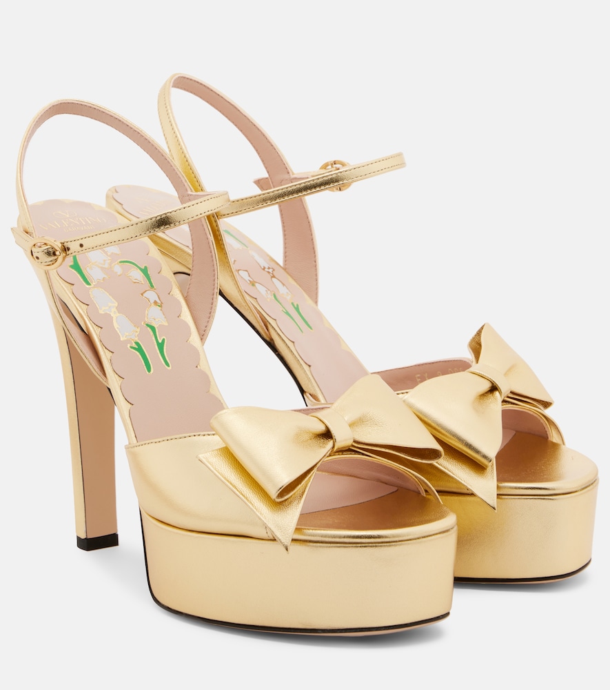 Valentino Garavani Bowow metallic leather platform sandals
