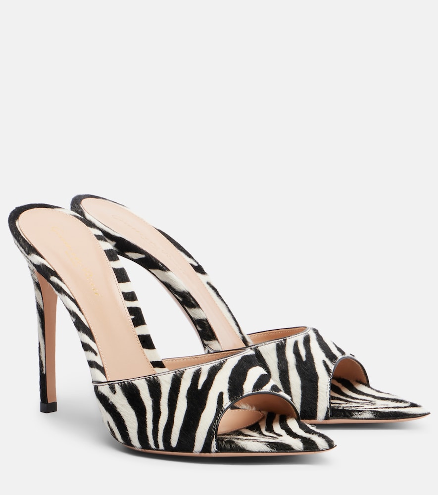 Gianvito Rossi Women's Black Elle Zebra-Print Calf Hair Mules UK Size 5.5 - Mytheresa