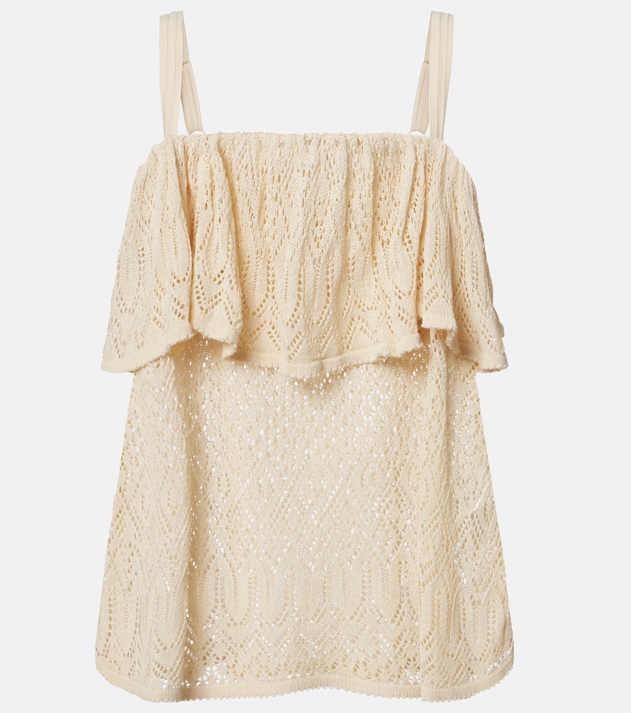 Zimmermann Mahon knitted ruffled lace top