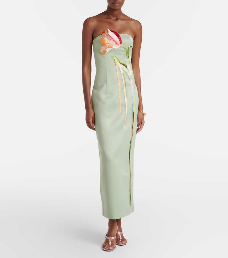 Leo Lin Marilyn floral-appliqué bustier dress