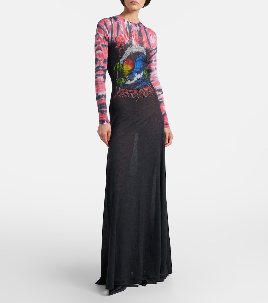 Balenciaga Printed tie-dye cotton-blend jersey maxi dress