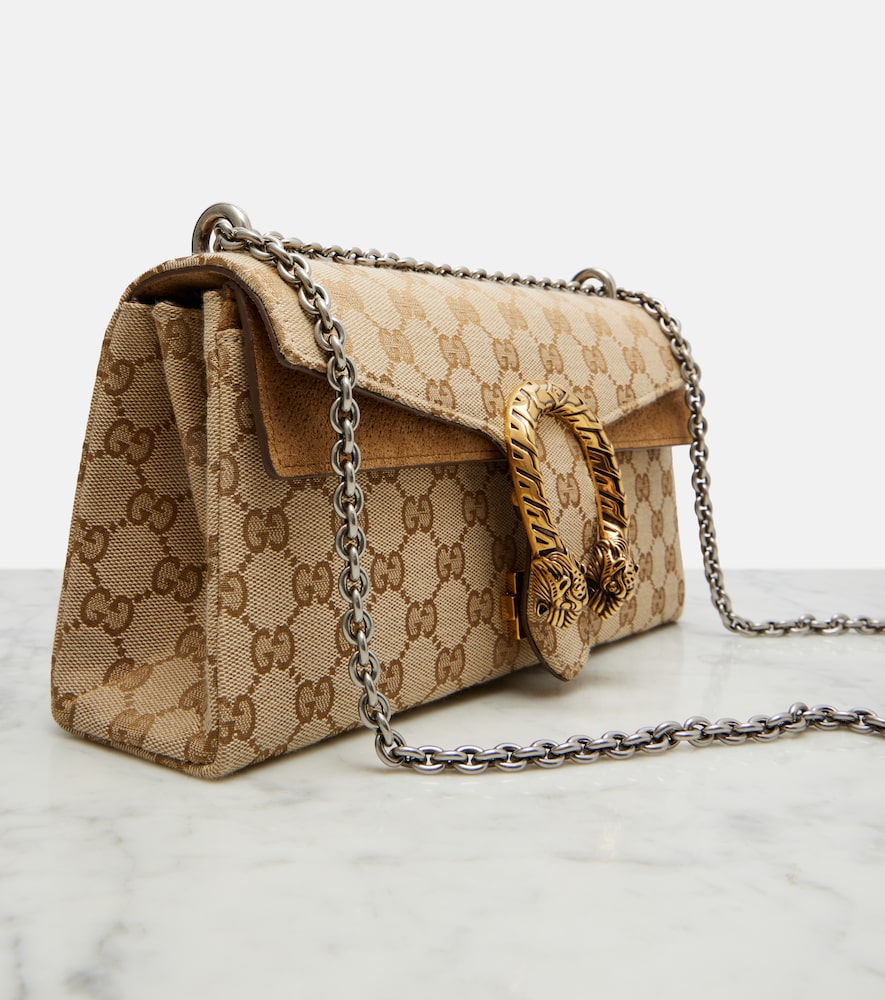  Gucci Gucci Dionysus Gg Canvas Small Suede-trimmed Crossbody Bag 