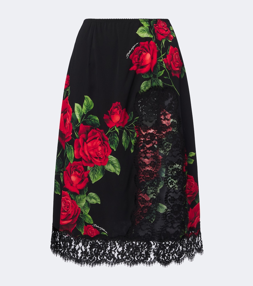 DolceGabbana Jupe midi en soie mlange fleurs 1750 €