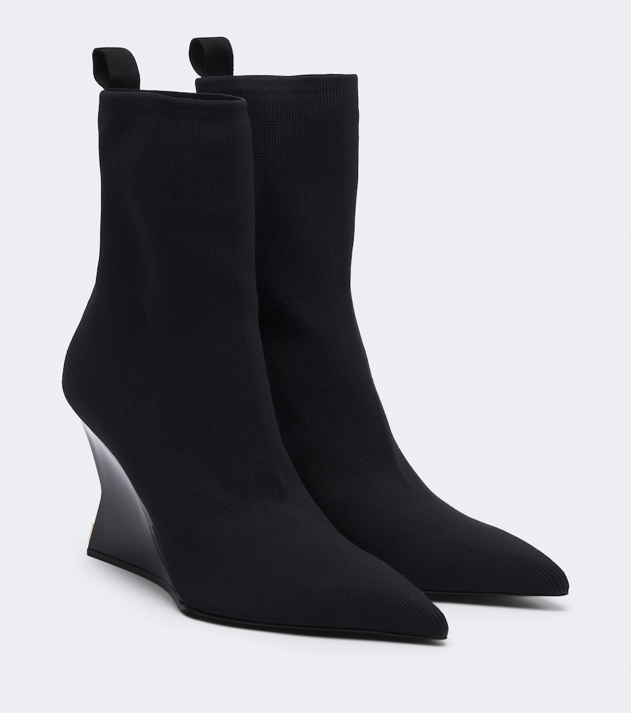 Balmain Knitted Wedge Black Ankle Boots