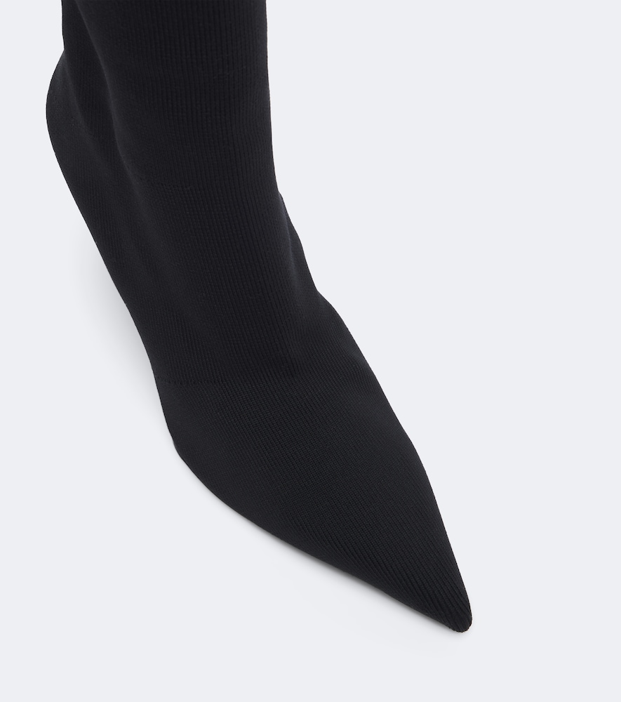 Balmain Cotton Wedge Heel Ankle Boots In Black