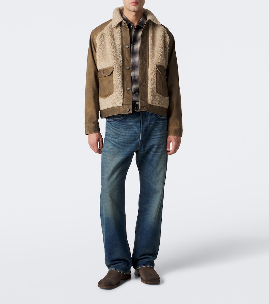 Shearling-Trimmed Denim Jacket