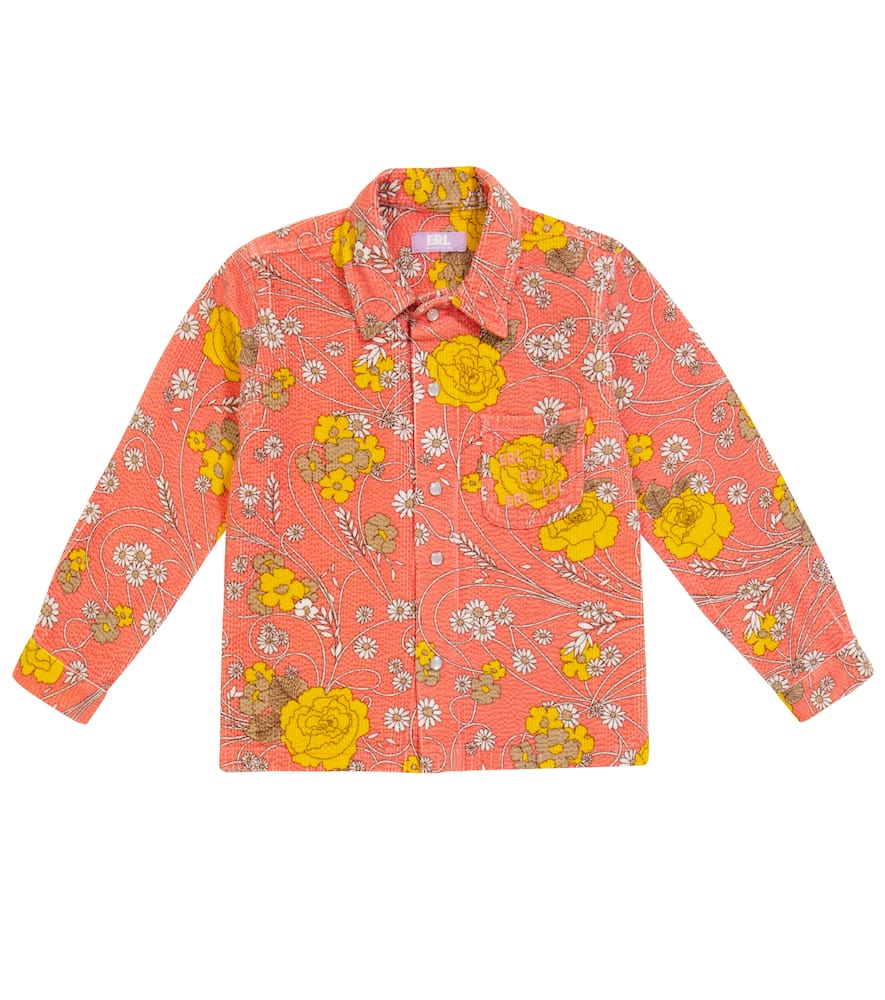 ERL Kids Floral stretch-cotton corduroy shirt