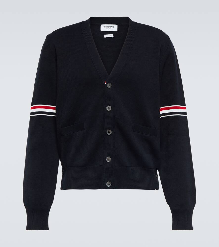Thom Browne Navy Blue Cardigan In Virgin Wool In Navy