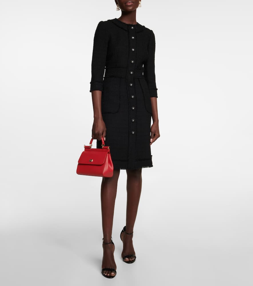 Dolce & Gabbana Tweed Medium Length Dress In Nero