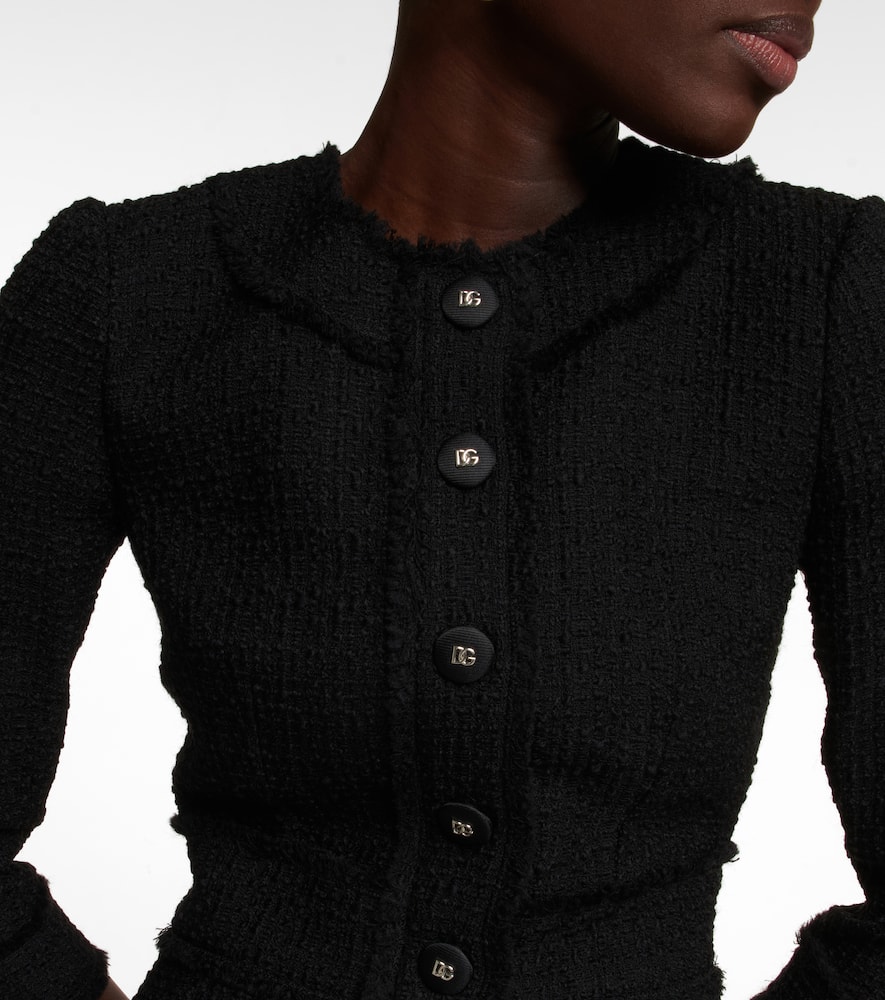 Dolce & Gabbana Tweed Medium Length Dress In Nero