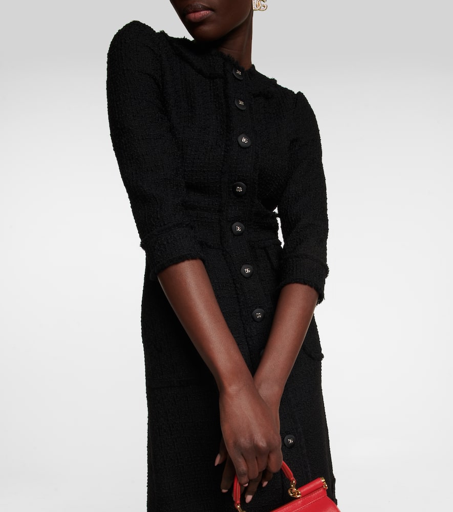 Dolce & Gabbana Tweed Medium Length Dress In Nero