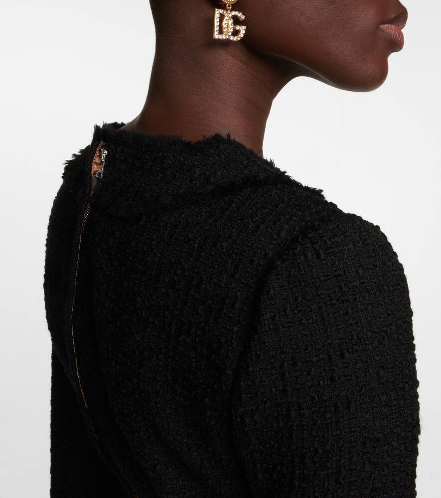 Dolce & Gabbana Tweed Medium Length Dress In Nero