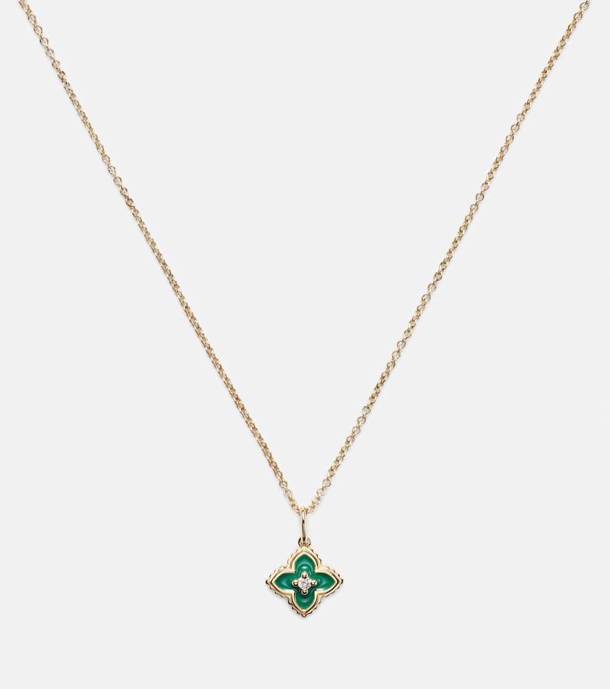 Sydney Evan Mini Moroccan 14kt Gold Necklace With Enamel And Diamond In Yellow Gold