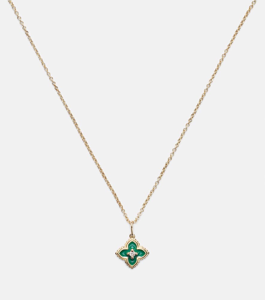 Shop Sydney Evan Mini Moroccan 14kt Gold Necklace With Enamel And Diamond In Yellow Gold