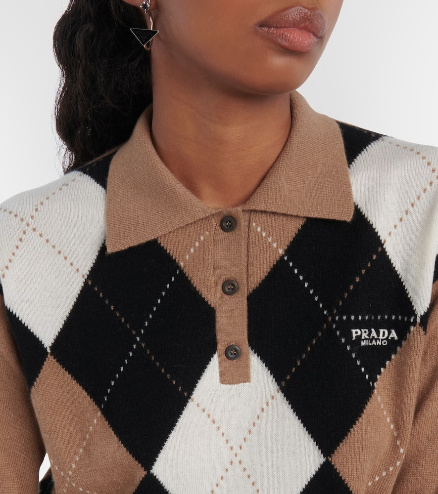 Prada Cashmere Polo Shirt In Brown