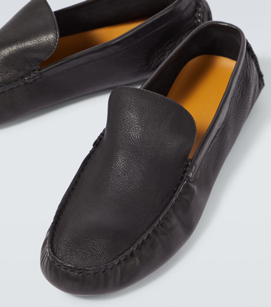 The Row Lucca Leather Loafers In Black