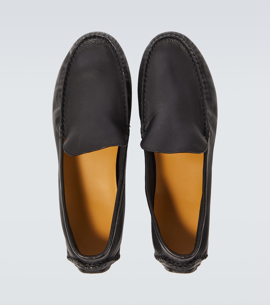 The Row Lucca Leather Loafers In Black