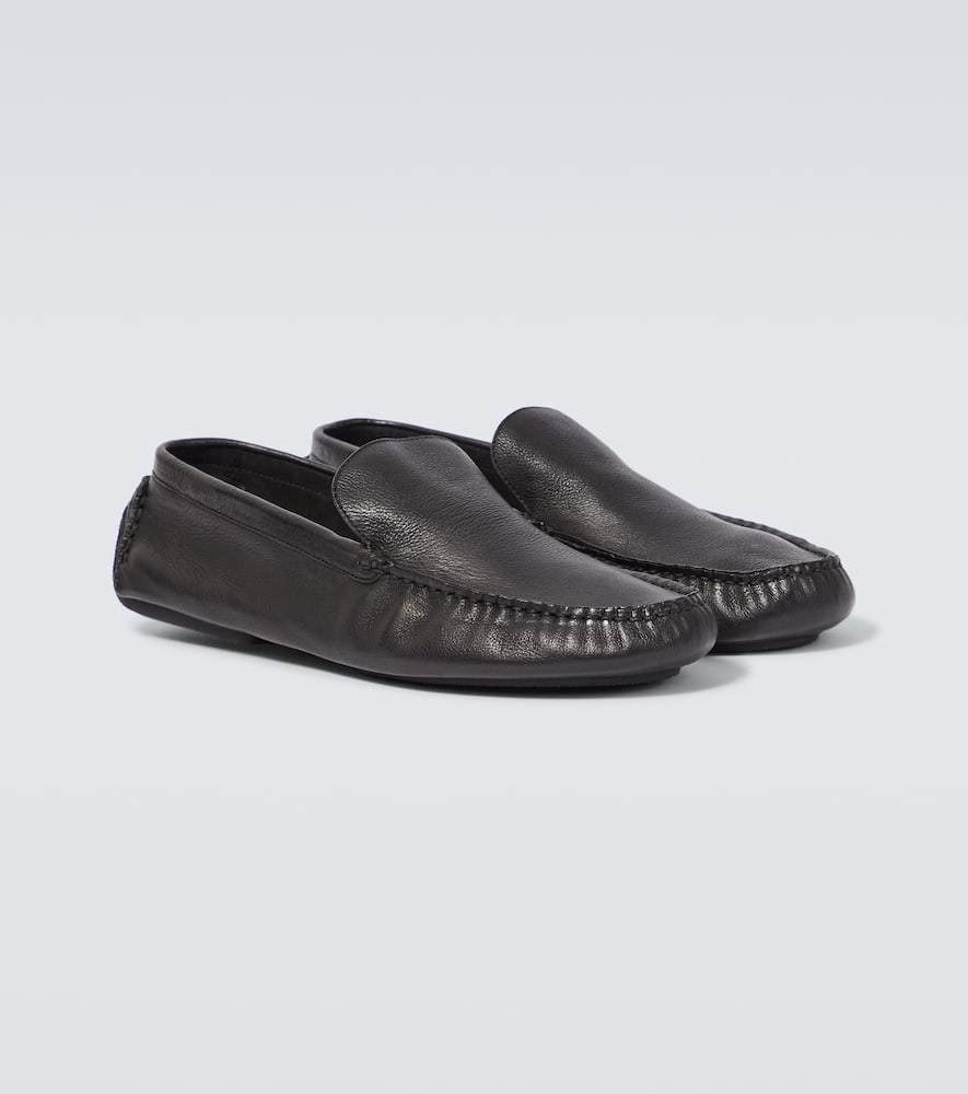 The Row Lucca Leather Loafers In Black