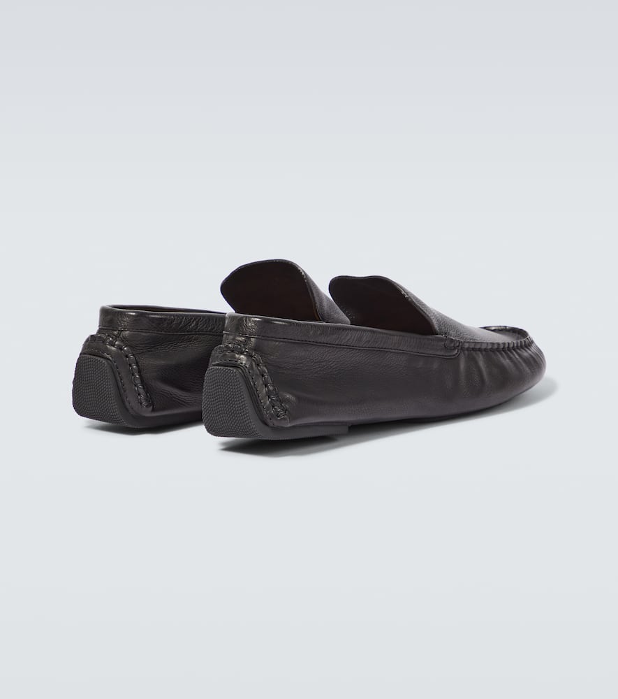 The Row Lucca Leather Loafers In Black