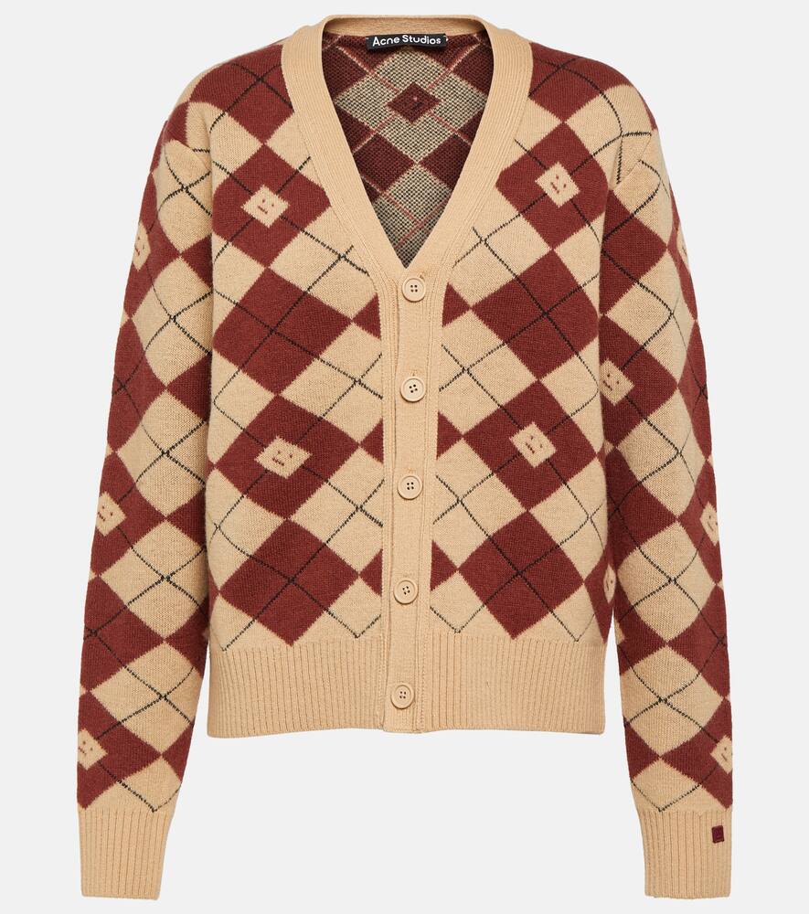 Acne Studios Jacquard Wool Blend Cardigan In Multicoloured