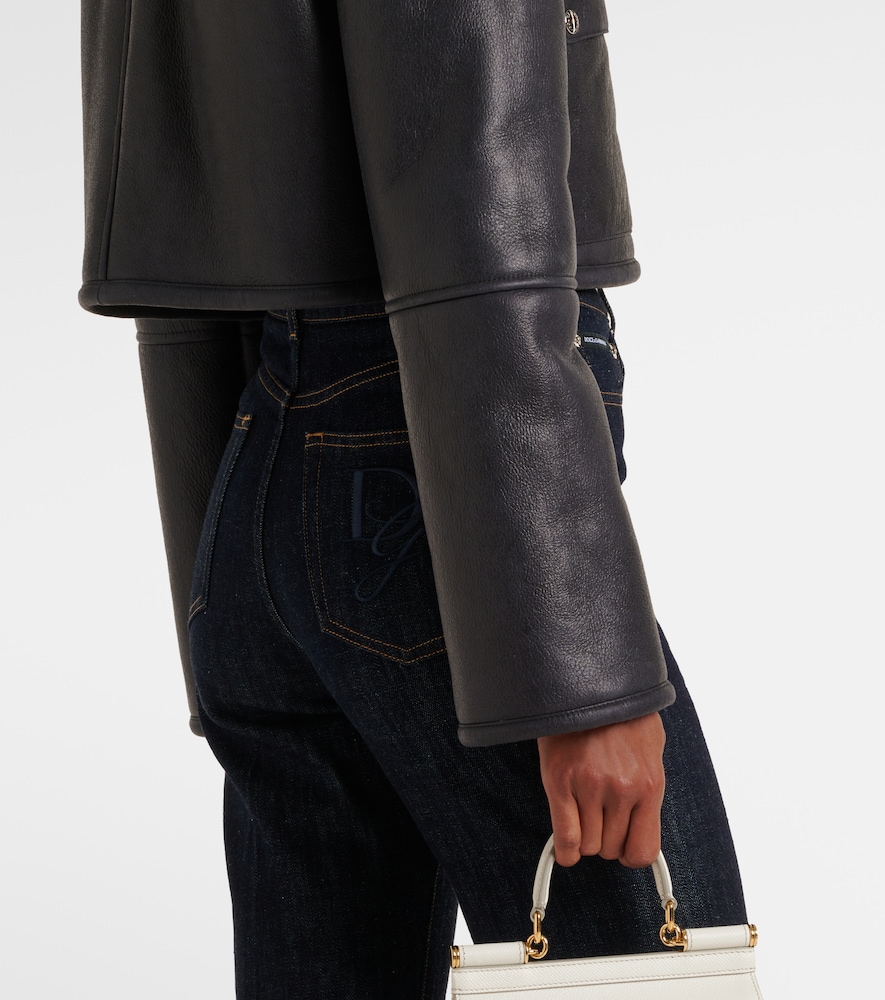  Dolce&gabbana Dolce&gabbana Shearling-trimmed Cropped Leather Jacket 