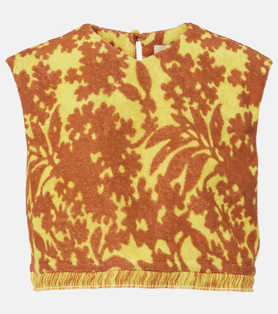Alémais Amarillo printed cotton-blend crop top