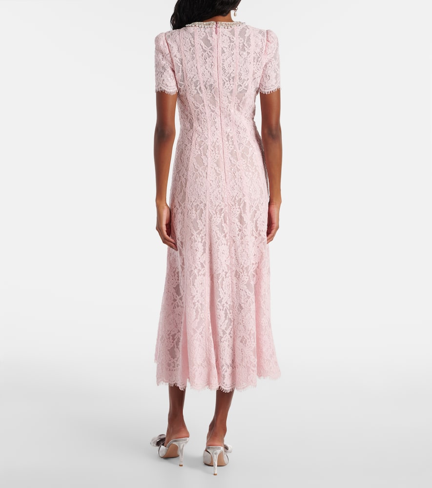 Self-portrait Embellished Floral Lace Midi Dress In Pink