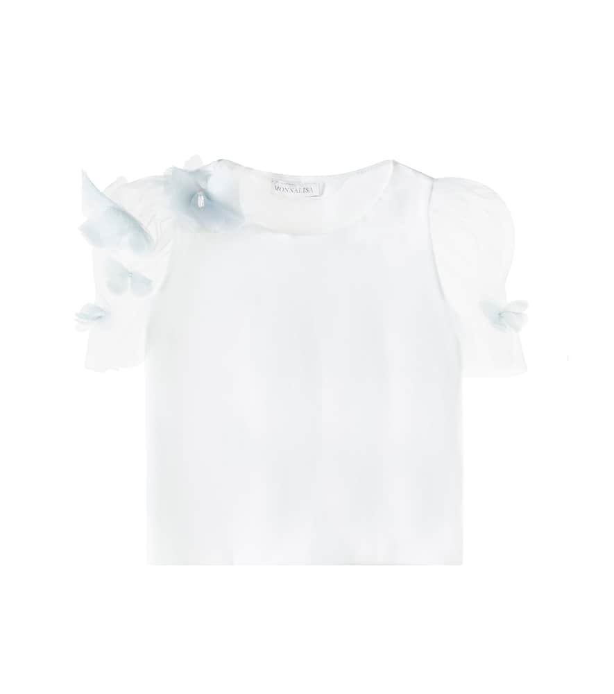 Monnalisa Appliqué Cotton-blend T-shirt In White