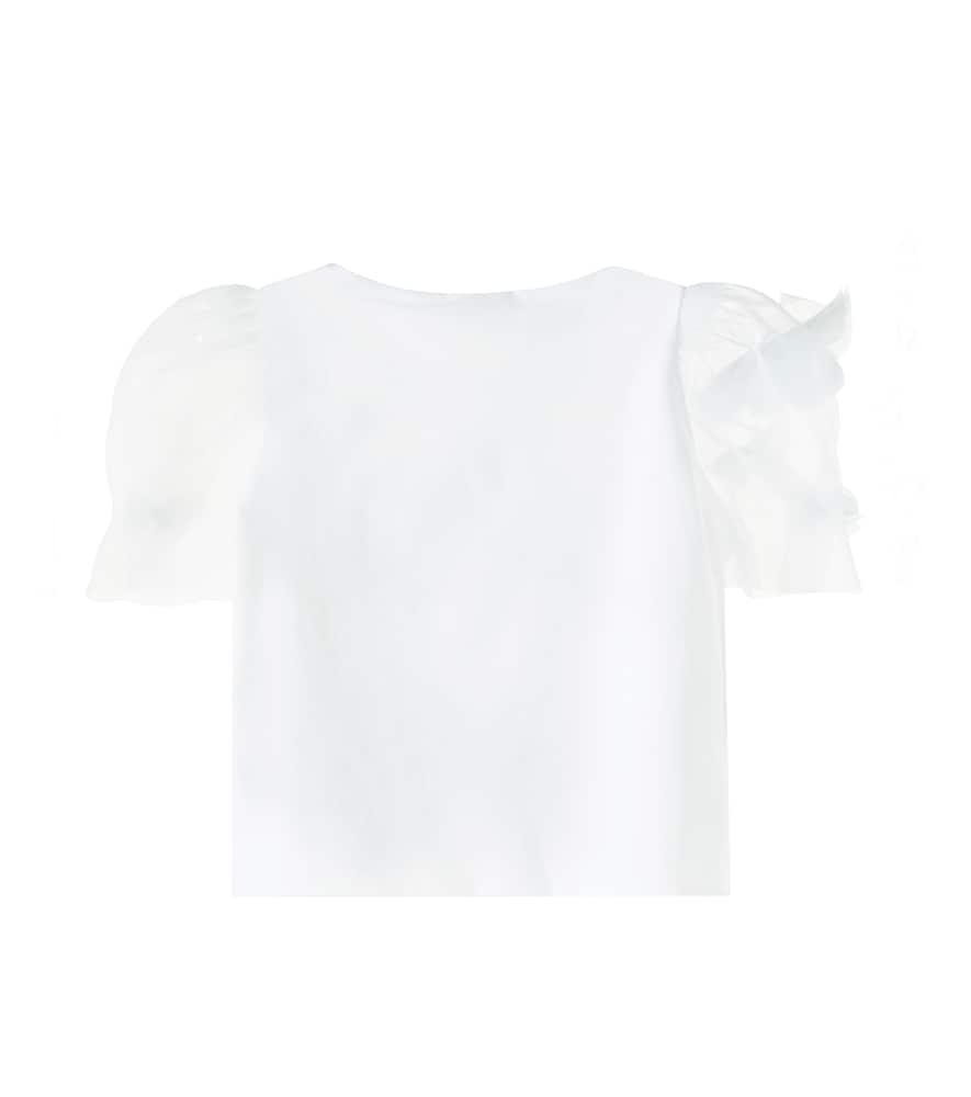 Monnalisa Appliqué Cotton-blend T-shirt In White