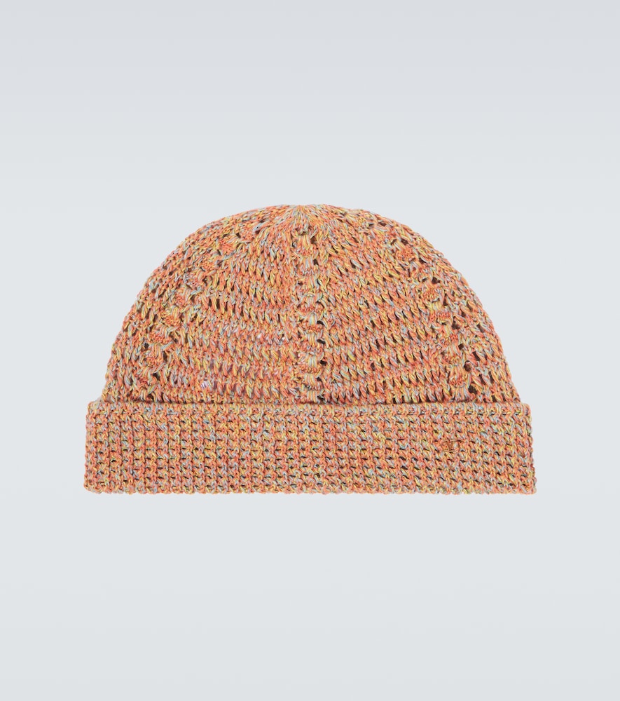 VALENTINO Valentino Garavani VGold linen and cotton beanie　ヴァレンティノ ガラヴァーニ Vゴールド リネン＆コットン ビーニー帽