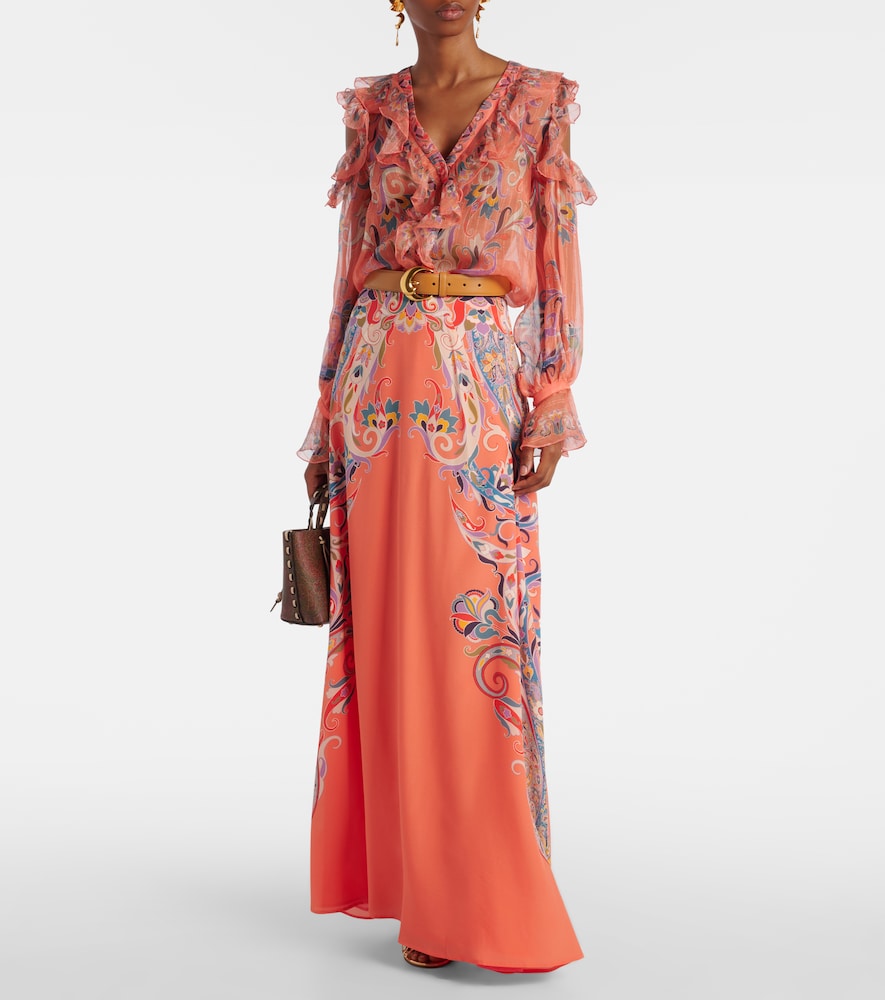  Etro Etro Printed Ruffled Silk Blouse 