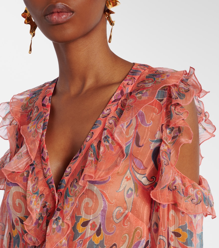  Etro Etro Printed Ruffled Silk Blouse 