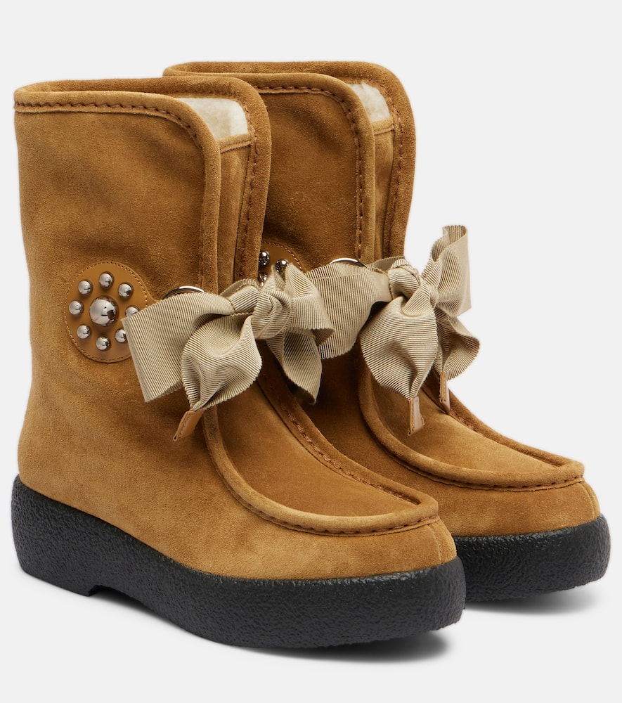 Valentino Garavani Snowish Suede Ankle Boots In Sand