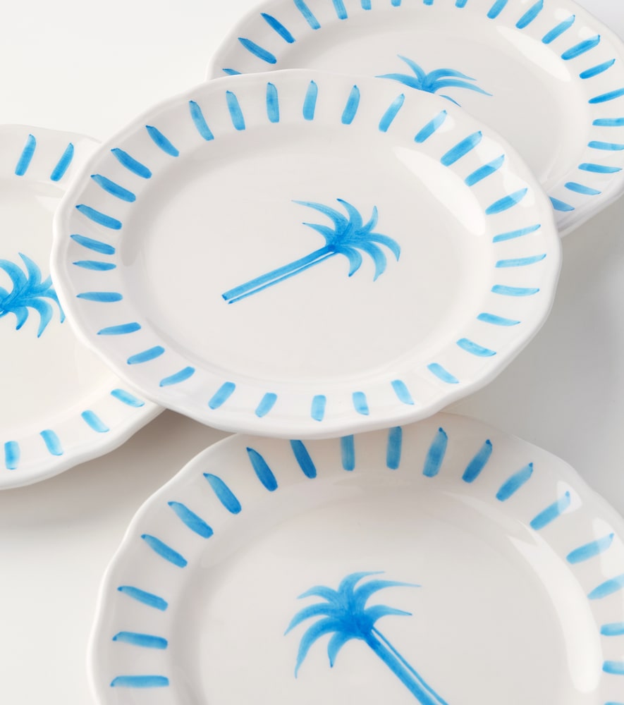  Les-ottomans Les-ottomans Palm Set Of 4 Ceramic Plates 