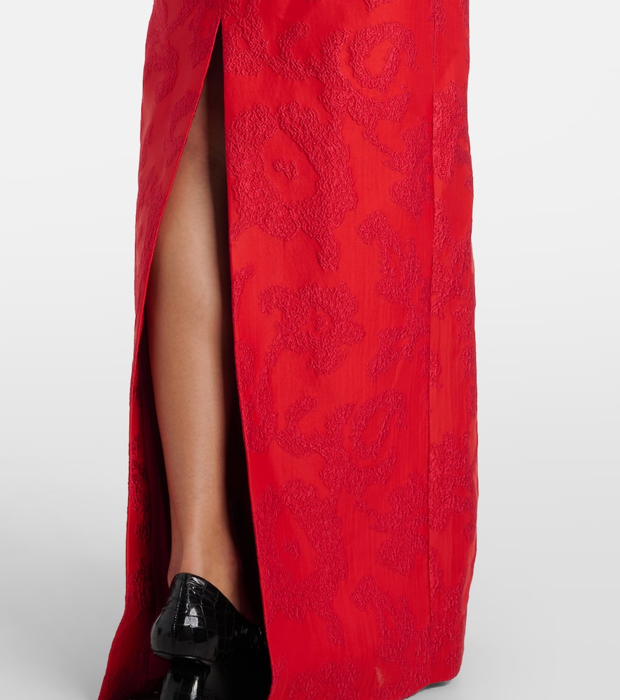 Emilia Wickstead Zarith Jacquard Off-shoulder Bouclé Maxi Dress In Red