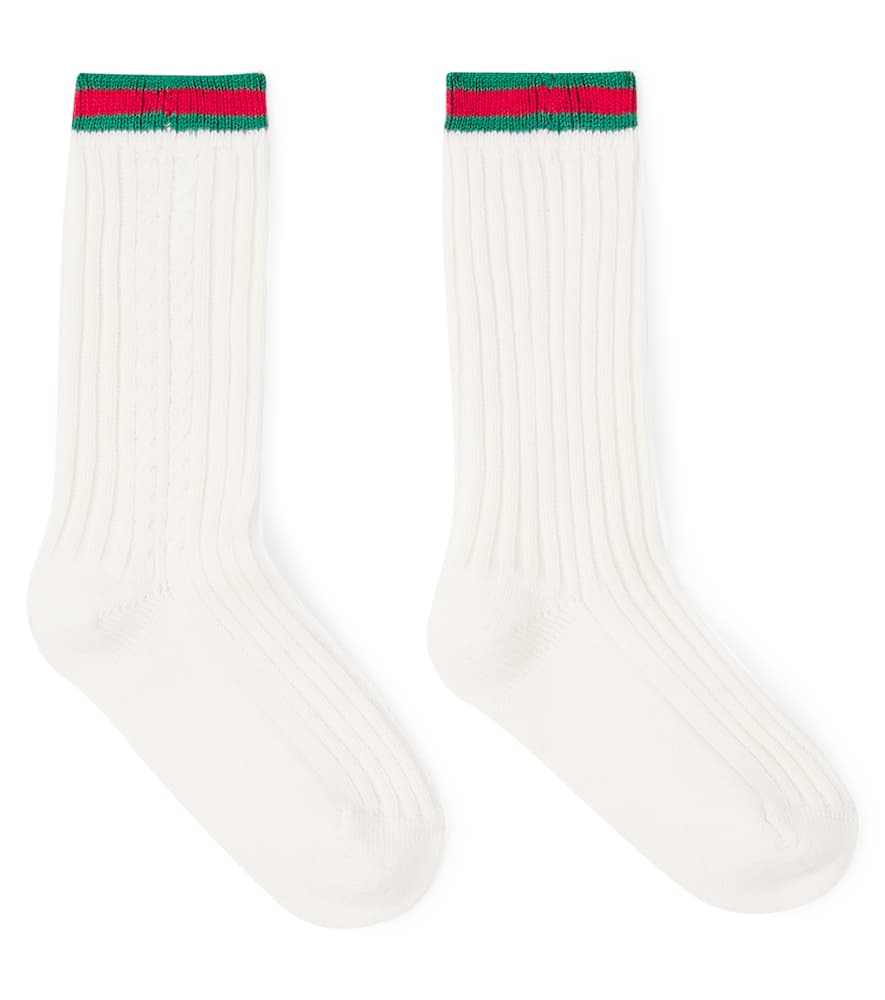 Gucci Web Stripe Cotton-blend Socks In White