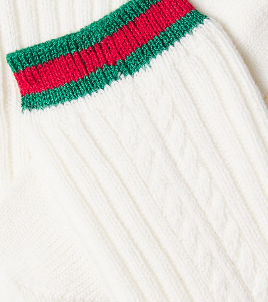 Gucci Web Stripe Cotton-blend Socks In White