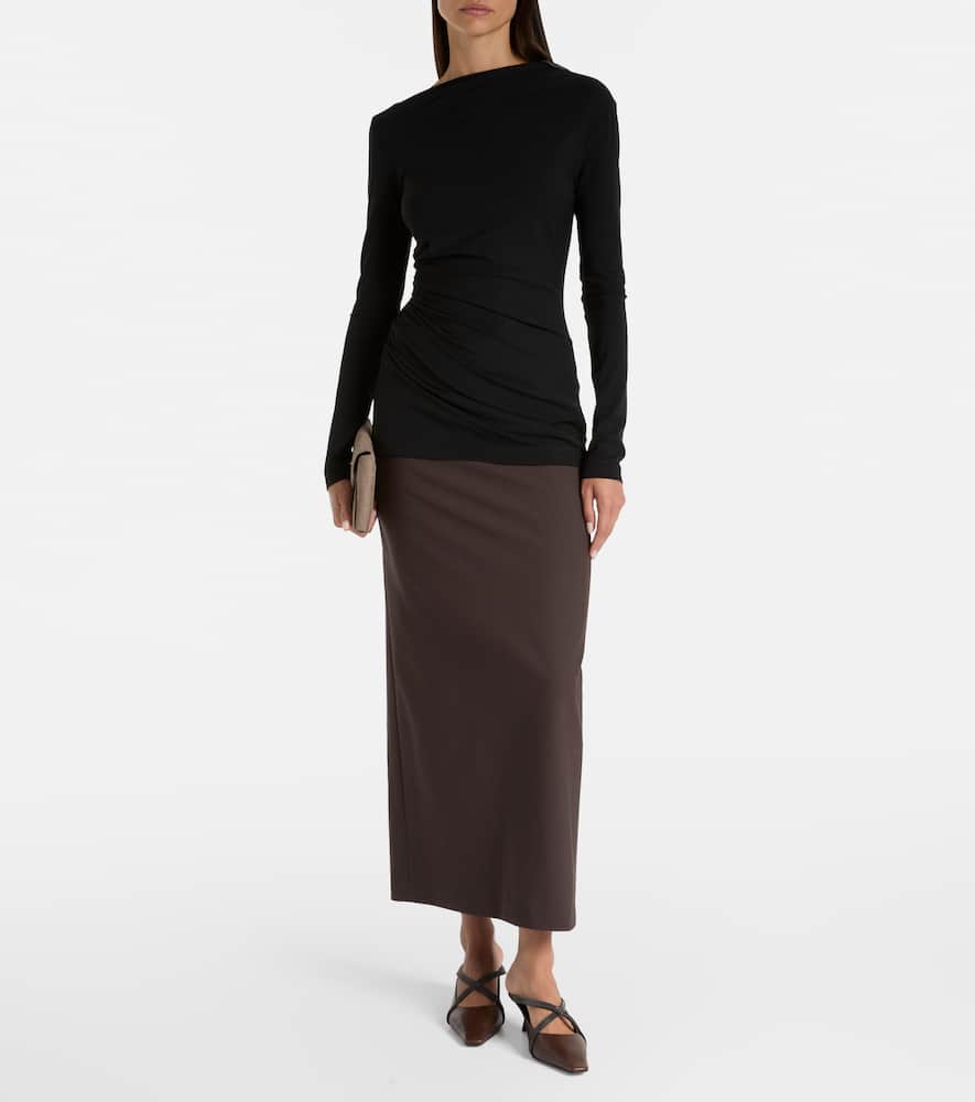 Brunello Cucinelli Monili Gathered Top In Black