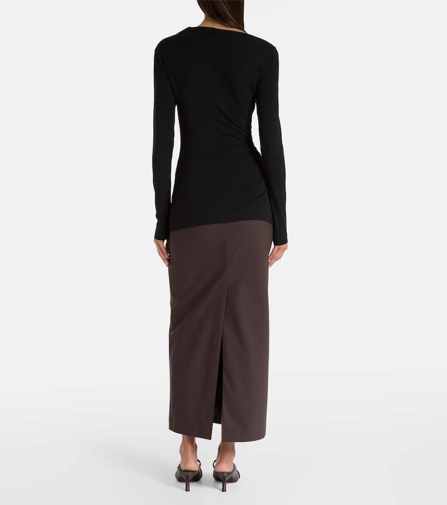 Brunello Cucinelli Monili Gathered Top In Black